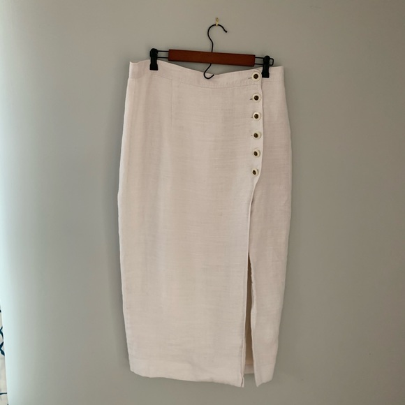 Marcella Picardi Dresses & Skirts - Vintage Linen Pencil Skirt With Button Hip & Slit